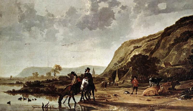 CUYP, Aelbert Large River Landscape with Horsemen fdg china oil painting image